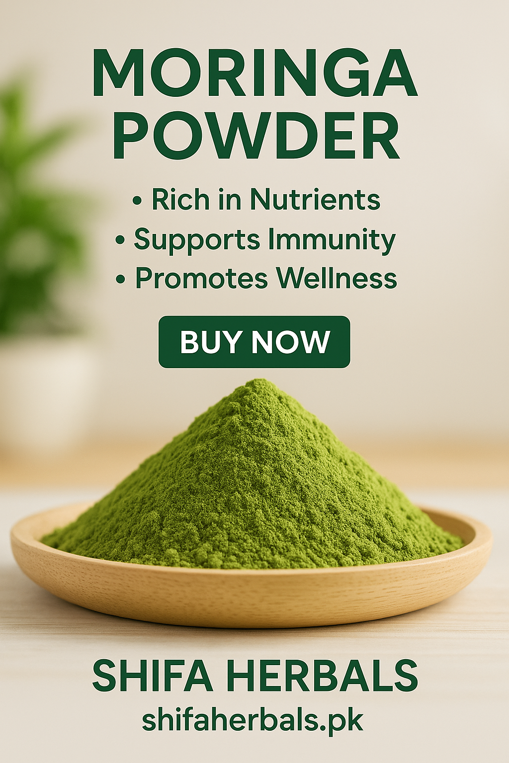 Pure & Natural Moringa Leaf Powder for Daily Health, Strength & Detox , Moringa Powder by Shifa Herbals