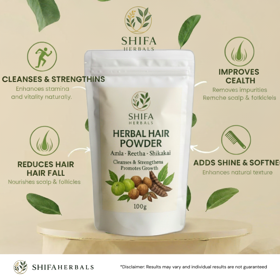 Herbal Hair Powder with Amla, Reetha & Shikakai - Shifa Herbals